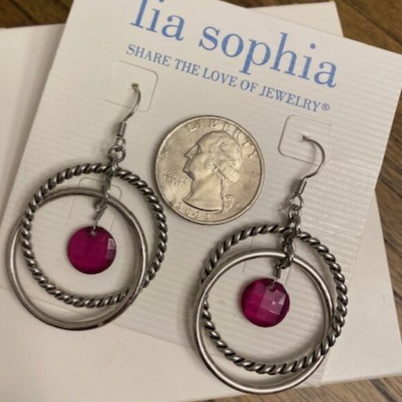 Lia Sophia "RASPBERRY SPLASH" Earrings - Picture 3 of 7